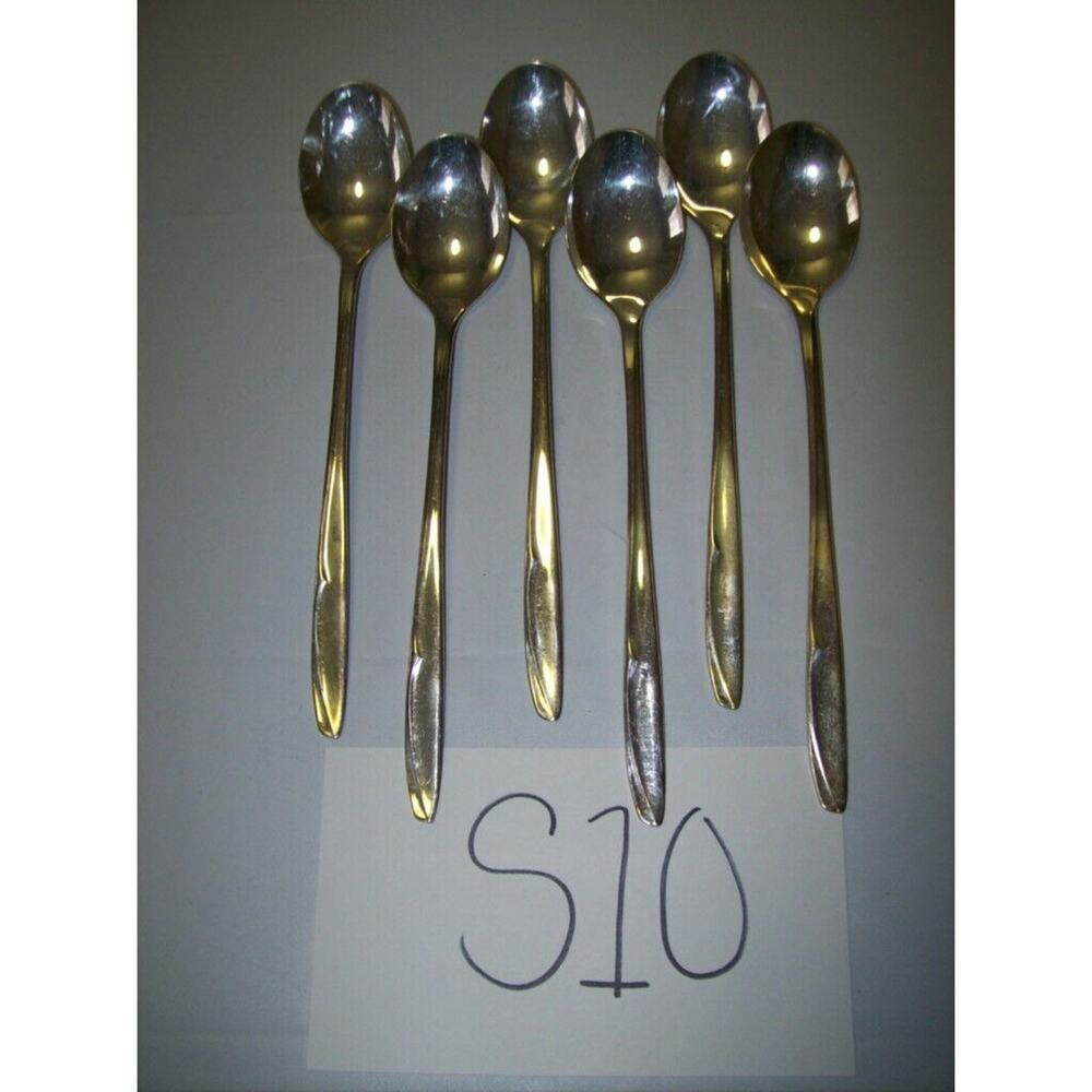6 Supreme Silver Plate Iced Tea Spoons Estate -1211S10